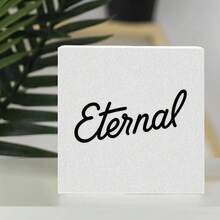 Eternal Glitter Accent Decorative Wooden Box - Rectangular Shiny Silver/White Glitter Finish, Stylish Black Cursive 'Eternal' Text, Clean Edges, Subtle Shadow - Perfect Valentine's Day Or Birthday Gift For Loved Ones - White - View 3
