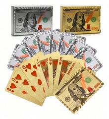 TendenciaBaraja De Poker  100 Dólar  Plata O Dorado Impermeable PvcCalidad premium - Dorado - Ver 9