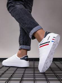 男士多功能运动休闲鞋，耐磨软底，时尚透气防滑 - 白色 - 查看 5