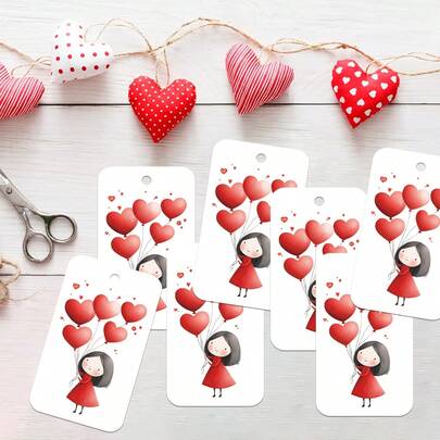 50pcs Romantic Love-Themed Gift Tags With Hemp Rope - Red Heart Design For Valentine's Day, Birthday, Wedding Anniversary Party Decoration, DIY Gift Wrapping & Favors, Love Hanging Tags