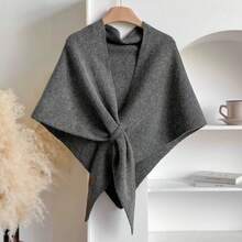1pc Autumn/Winter New Casual Street Style Women Scarf Triangle Shawl Thick Warm Shoulder Wrap, Suitable For Pairing With Dresses - Multicolor - View 13