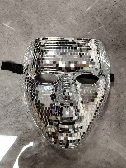 قناع انعكاسي أنيق 1 قطعة، سطح مرآة موزاييك لامع - قناع يناسب الجنسين، مناسب لكرنفال وحفلات اليوم الوطني والزينة المنزلية وأزياء الهالوين والاحتفالات والتنكر الأنيق، صناعة عالية الجودة، مشارك في الفعاليات