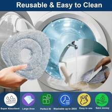 Flat Mop Head Replacements For Ocedar, Microfiber Mopping Head Refill For O-Cedar EasyWring And RinseClean Sys, 4 Pack Flat Spin Mop Pads &Amp; 1 Plastic Pad For Cleaning Floor, Wall, Ceiling - MàuB - Xem 6