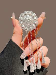 2个向日葵流苏发夹，爪夹，适用于刘海和后脑勺，发卡，发夹，鳄鱼夹，女士发饰，发卡 - 銀色 - 查看 6