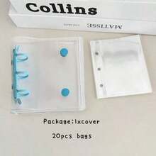 Mini 3-Hole Macaron Binder Covers, Double-Ring DIY Collection Book, 20pcs 3-Inch Small Card Storage Loose-Leaf Paper, Photo Album, Transparent Minimalist Handheld Notebook