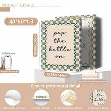 1 件绿色/粉色“Pop The Kettle”帆布海报（带框/不带框），厨房语录墙艺术印刷品，极简主义美学装饰，趣味艺术品，适合宿舍、客厅、卧室、现代家居装饰、乔迁礼物。 - 彩色 - 查看 24