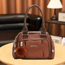 Women's Travel Bag, Lightweight, Small, With Multiple Pockets, Portable, Messenger Style, Large Capacity, For Daily Commutes, Bowling. - Màu nâu  Mocha - Xem 2