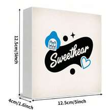 Whimsical Retro Sweetheart Heart Decorative Wooden Box - Textured Beige Surface With White Cursive 'Sweethear' & Blue Cloud-House, Heart Accents - Perfect Valentine's Day, Birthday Gift For Romantic Couples, Sweethearts - White - View 5