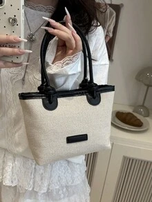 Túi xách mini thời trang giả rơm, thích hợp cho các bữa tiệc, đi chơi, du lịch, mua sắm và sử dụng hàng ngày. Có thể đựng tiền xu và điện thoại. Phù hợp cho nhân viên văn phòng, sinh viên đại học, phụ nữ công sở, quý cô thanh lịch. - màu đen - Xem 5