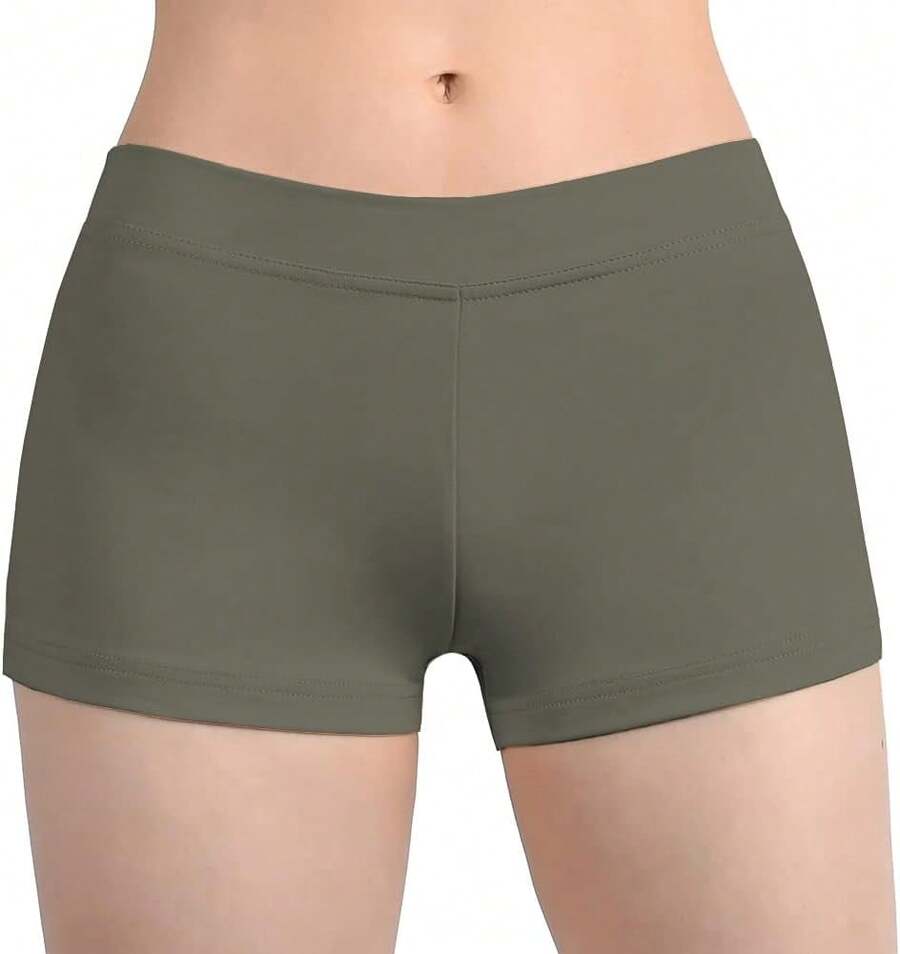Cut Low Rise Booty Shorts - Spandex Active Dance Yoga Workout Fitness Shorts WomenA Valentine's Day KV0K - 橄欖綠 - 查看 1