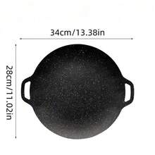 Chảo nướng BBQ Hàn Quốc đa năng chống dính - Chảo gang tròn chống dính có 2 tay cầm bằng gỗ, thích hợp nấu ăn trong nhà và ngoài trời, tương thích với bếp từ và bếp ga, dễ vệ sinh, tuyệt vời để chiên trứng và bít tết, lý tưởng cho nhà bếp và phòng ăn gia đình. - màu đen - Xem 3