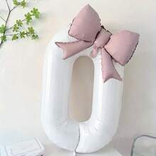 2个大号白色数字铝箔气球，带哑光蝴蝶结装饰，适用于生日派对、户外活动、周年纪念、节日、情人节、庆祝氛围和背景装饰。 - 彩色 - 查看 14