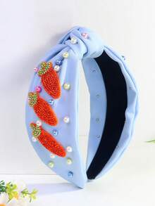 1pc Women's Easter Rhinestone Pearl Carrot Party Cute Polyester Knotted Headband - Many - View 6