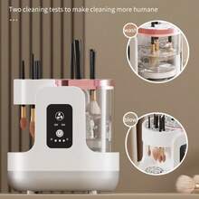 3-In-1 Electric Cosmetic Brush Cleaner, Automatic Cosmetic Brush Cleaner With Cosmetic Brush Dryer, Portable USB Plug And Play, Deep Cleaning, Suitable For All Sizes Of Cosmetic Brush Set, Powder Blusher Brush, Sponge ,Perfect Holiday Gift - White - View 5