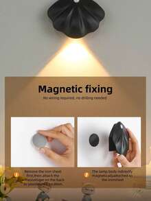 1 đèn ngủ LED thông minh có thể sạc lại, cảm biến chuyển động, đèn tường trong nhà không dây có nam châm, đèn cửa ra vào - màu đen - Xem 8