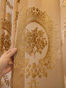 1件米色现代亚麻纱帘 - 日式亚麻风格，杆袋式设计，适用于客厅和卧室 - 轻薄透光窗帘，客厅窗帘，卧室窗帘（160克面料重量） - 棕色 - 查看 6