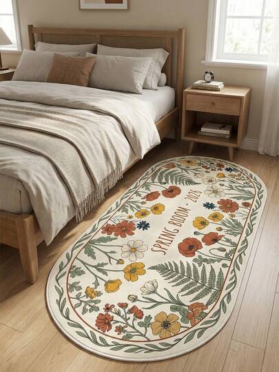 1pc Washable Cute Floral Faux Wool Decorative Carpet, Made Of High-Quality Faux Wool, Approx. 10mm Thick, Suitable For Living Room, Bedroom, Study, Machine Washable, Soft & Skin-Friendly, Stylish Home Decor, Bedroom Carpet, Study Carpet, Living Room Carpet, Christmas, Children Carpet, New Home Carpet, All Season