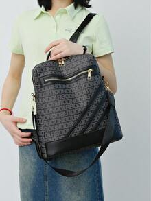 Retro Fashion Chic High-Quality Canvas Tote Bag, Shoulder Bag & Backpack - Blue - View 4