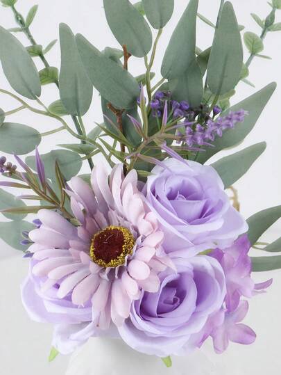 Artificial Rose & Daisy Flower Bouquet, Silk Flower Bouquet For Wedding, Home Dining Table Decor, Wedding Table Centerpiece, Flower Bouquet Decoration Gift For Valentine's Day, Girlfriend, Room Decor