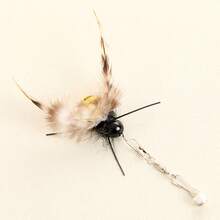 1pc Handmade Replacement Wand Head, Realistic Insect Design Pet Toy, Cat Toy For Self-Entertainment, Interactive Toy, Durable Scratch & Bite Resistant Wings Made Of Polyester