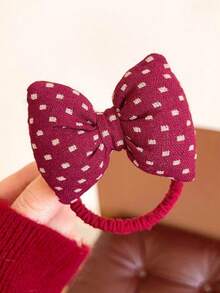 1个波点蝴蝶结发圈，可爱高马尾弹力发带，不伤发发饰