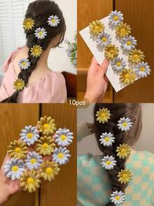 10pcs Cute Sunflower Hair Clips, Suitable For Daily Use, Claw Clips, Hair Slide, Hair Barrettes - Multicolor - View 9