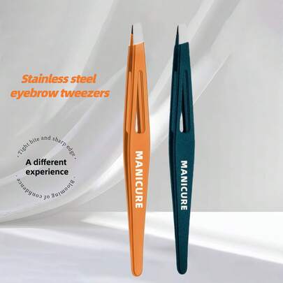 不锈钢水滴形眉镊，精准修眉镊，睫毛嫁接镊，美容工具