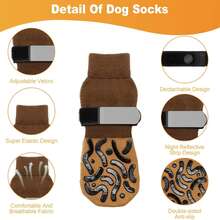 4pcs Anti-Scratch Dog Socks, Double-Sided Non-Slip, Prevent Licking And Biting Hardwood Floors, Strong Grip, Protect Paws - Yellow - View 6