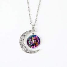 1pc Kpop Witch Hunting Crew Necklace, Moon Pendant Necklace With Time Gem Silver Jewelry - Multicolor - View 5