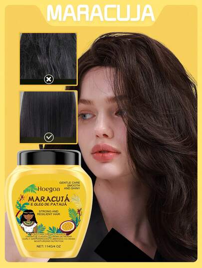 1 Caja (114g) Acondicionador de cabello sin enjuague de fruta de la pasión, con función anticaída del cabello, nutre el cuero cabelludo, fortalece el cabello, limpieza suave, deja el cabello suave y brillante, adecuado para el cuidado diario, portátil para viajar