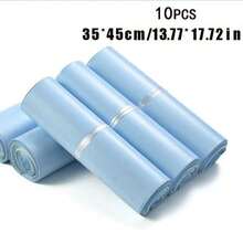Bộ 10/20/50/100 túi chuyển phát nhanh dày dặn, chống thấm nước màu xanh nhạt, túi đóng gói bưu phẩm tự dán, túi xách tay có quai xách, túi đựng tài liệu và đồ dùng hậu cần. - Nhiều màu - Xem 18