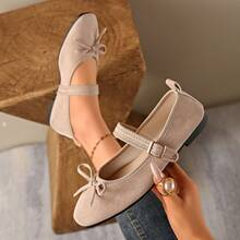 2025款方头加大码芭蕾舞鞋，玛丽珍软底时尚单带乐福鞋，麂皮超百搭舒适搭扣鞋