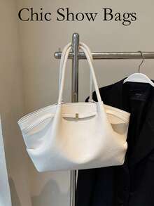 女士时尚单肩包/斜挎包，特别版，优雅设计，大容量，耐用，轻便，适合工作、旅行、商务及各种场合，可装化妆品 - 白色 - 查看 2