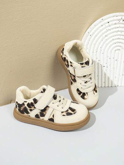 儿童豹纹运动鞋，复古撞色男女童休闲鞋，软底校园鞋，时尚百搭鞋履