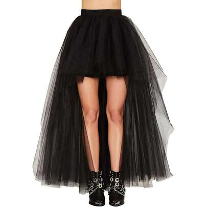 女士多色新款孔雀尾网纱蓬蓬裙，性感黑色蓬蓬半长连衣裙，适合成人女性万圣节秋季服装