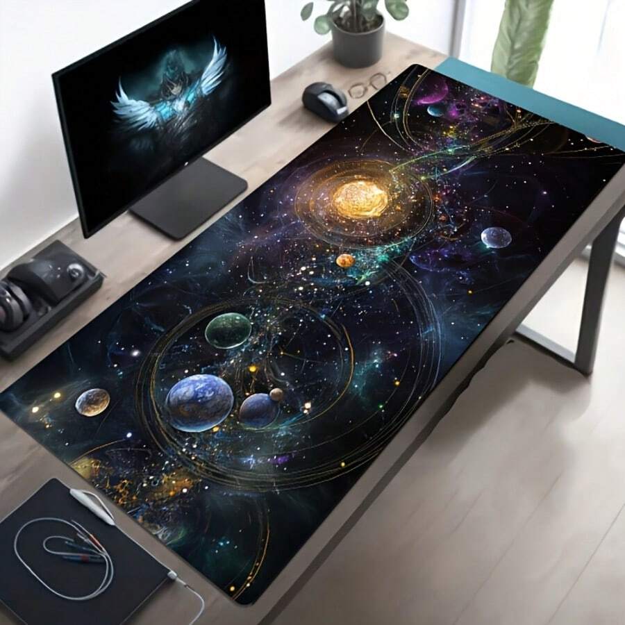 Mouse Pad com Design Artístico para Galáxia - Padrão Vívido do Sistema Solar e do Universo, Fibra de Poliéster, Perfeito para Escritório, Jogos ou Presente de Aniversário, Formato Retangular, Ideal para Área de Trabalho ou Setup de Jogos, Mouse Pad de Fácil Limpeza e Lavável, Perfeito para Casa, Escritório, Local de Trabalho, Sala de Jogos e Dormitório; Ideal para Suprimentos de Volta às Aulas, Presentes de Feriados para Namorados e Namoradas, Acessórios de Escritório, Suprimentos de Escritório, Tapetes de Mesa e Mouse Pads.