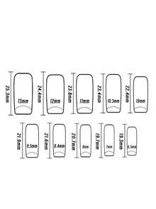 24片方形美甲贴片套装，情人节美甲套装，白色法式亮面设计，粉色爱心装饰，包含1个指甲锉和1瓶果冻胶，适合女士和女孩约会、派对和节日礼物 - 粉色 - 查看 2