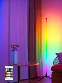 1pc RGB Smart Floor Lamp, Wireless Infrared Remote Control, LED Ambient Light, Color Changeable & Dimmable, USB Powered 5V, Suitable For Living Room, Bedroom, Game Room, Decorative Lighting - Multicolored - View 3