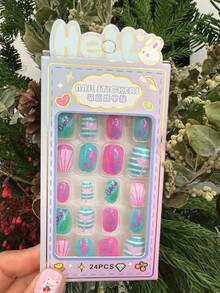 24张/盒 可爱卡通美甲贴纸，防水彩色美甲贴花，派对礼品，生日礼物 - 彩色 - 查看 39