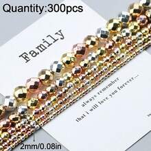 30/50/100/200/300颗水镀圆形切割珠子，钻孔刻面珠子，手工DIY首饰制作材料，手工串珠，赤铁矿，项链散珠 - diy - 查看 28