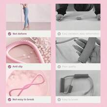 1pcs  Resistance Silicone Tension Band With Handles For Women/Men, Fitness Band For Arm/Back/Chest/Shoulder/Legs/Yoga Stretching Exercise, Suitable For Home/Gym Workout - 粉色 - 查看 3