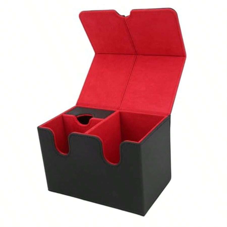 Estuche para Baraja de Cartas para Cartas Coleccionables Caja de Almacenamiento para Tarjetas con Capacidad para Más de 160 Tarjetas Cajas para Tarjetas Commander con Cierre - negro rojo - Ver 1