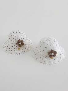 1pc Baby Sun Hat, Thin Fabric, Fashionable For Baby Girls, Suitable For Outdoor Use, Fits Ages 1-3 Years Old, Spring/Autumn - Little Flower Fisherman's Hat - View 6