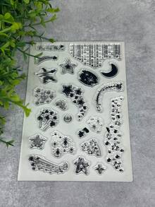 1 Transparent Clear Stamp Retro Rubber Transparent Card Meteor Making Stamp DIY Scrapbook Photo Magazine Album Decoration Stamp - Black - View 2