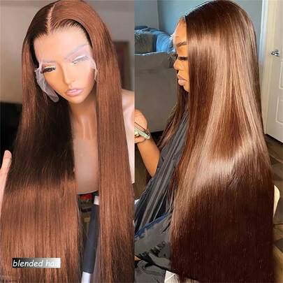 180% Density Transparent Lace Frontal Wig Short Straight Bob Wig 8-36 Inches Human Blended Hair Wigs For Women 13x4 Lace Front Brazilian Long Hair Pre Plucked Natural Hairline Bob Wigs Brown