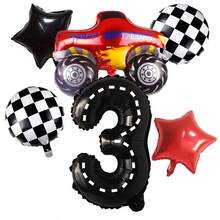 Numeric Racing Theme Balloons, Adding Fun To Your Birthday Party. Black Line Numeric Grid Round Balloons, Pentagram Racing Theme Party Decorations - 黑色 - 查看 6