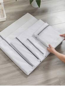 Saco de lavanderia com malha 1/3, saco protetor para máquina de lavar, zíper de alta qualidade, saco para viagens, saco para lavar roupas, adequado para lavar camisas, vestidos, meias, meias-calças, roupas íntimas, etc. - Saco de roupa suja (cinza) - Ver 4