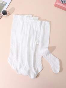4 chiếc quần legging lưới trắng đơn giản cho bé gái, ôm sát, thích hợp cho mùa xuân/hè, mặc hàng ngày. - trắng - Xem 3
