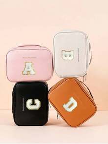 大容量防水粉色旅行化妆包,多层可拆卸化妆包,双层旅行化妆包,便携式化妆品收纳包,化妆刷收纳包,通用便携式化妆必备品收纳包,整齐收纳化妆品,便携式手持化妆盒,旅行化妆洗漱包,实用礼品收纳包,拉链设计 - 彩色 - 查看 4