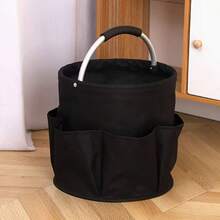 1pc Portable Foldable Picnic Basket With Handle - Durable Material, Suitable For Outdoor Beach, Camping And Home Use, Foldable Waterproof Storage Box, Stable Handle Shopping Basket, Outdoor Camping Picnic Basket, Beach Storage Basket, Portable Foldable Bathroom Toiletry Bag - Multicolor - View 4